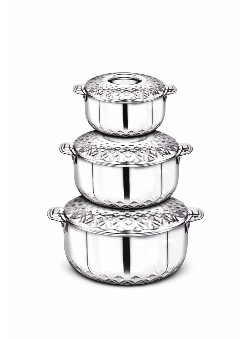 Maxima 🔥 Premium Indian Stainless Steel Hot Pot Set – 3-Piece Insulated Food Storage Containers with Lids (1000ml / 1500ml / 2500ml) - Image 2